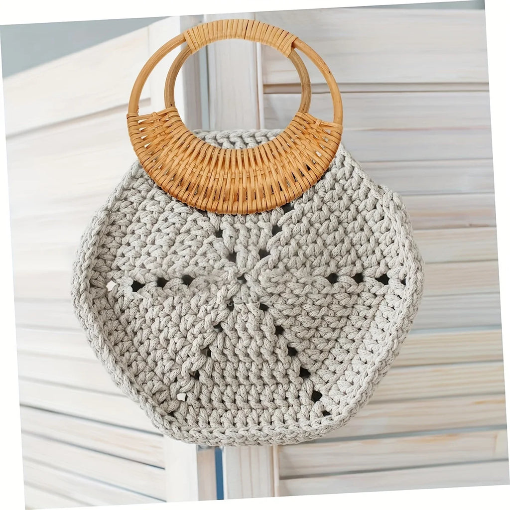 Rattan Bag Handles DIY Woven Bag Accessories Circular Handmade Wicker Purse Handle Replacement For Bag Handbag Making Supplie Qme