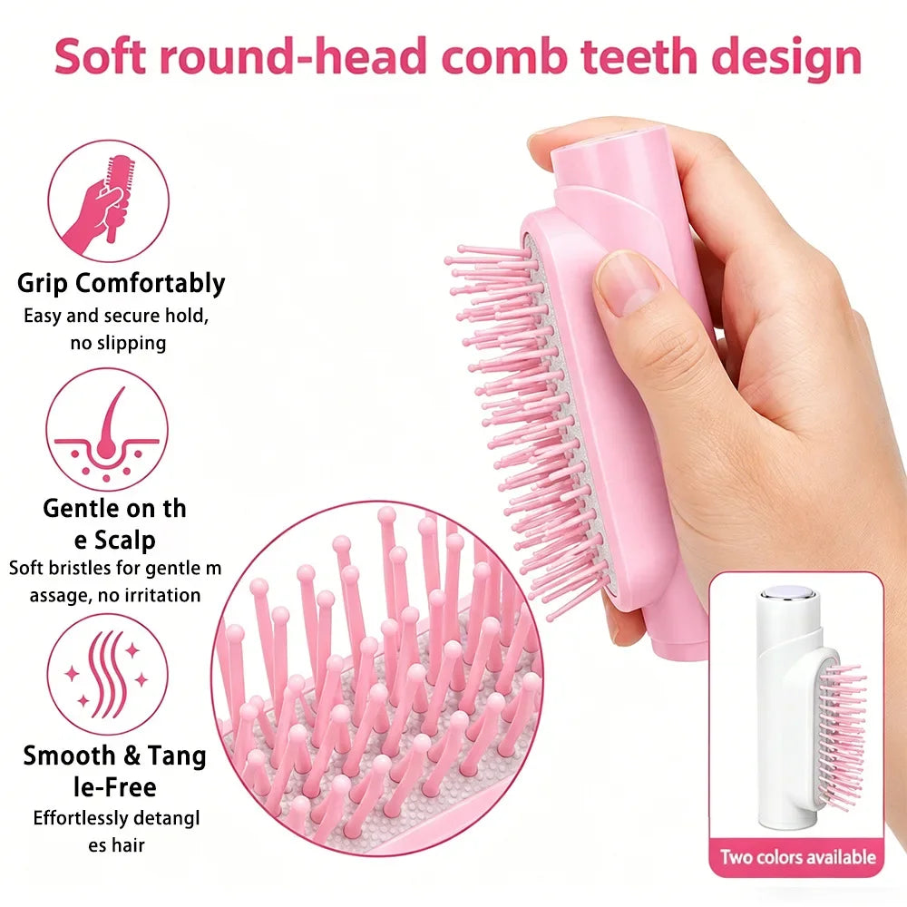 Portable 1 Spray Comb Built Bottle Hydrating Hairbrush Soft Round Qme