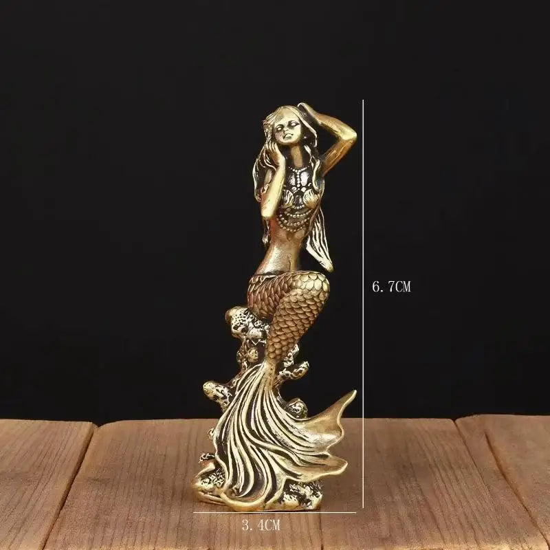 Home Decoration Girls' Rooms Surprise Mini Brass Mermaid Figurine Qme
