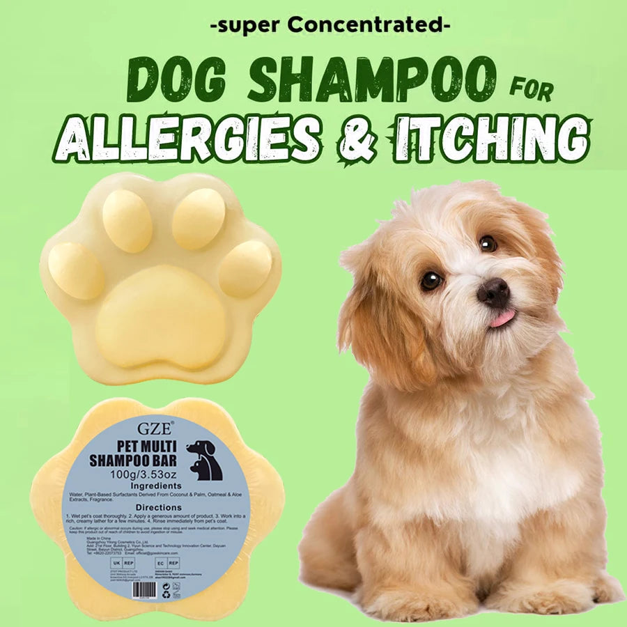 GZE Pet Shampoo & Conditioner 2 in 1 Bar Soap For Dogs & Cats - Helps Itching, Hot Spots, Irritation & Allergies, Sensitive Skin Qme