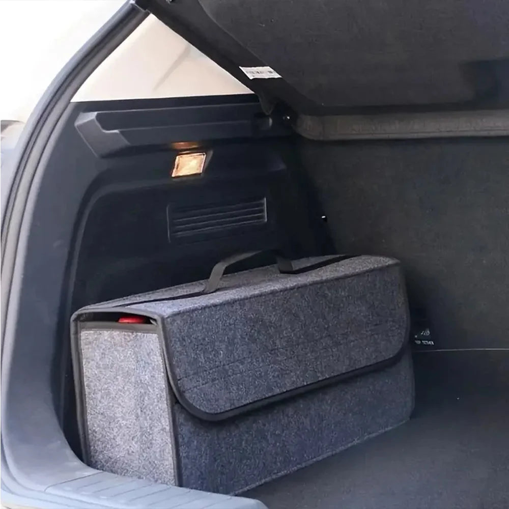 Multi-Functional Foldable Car Trunk Storage Bag Felt & Non-Woven Fabric Rear Cargo Organizer for SUV Sedan Collapsible Qme