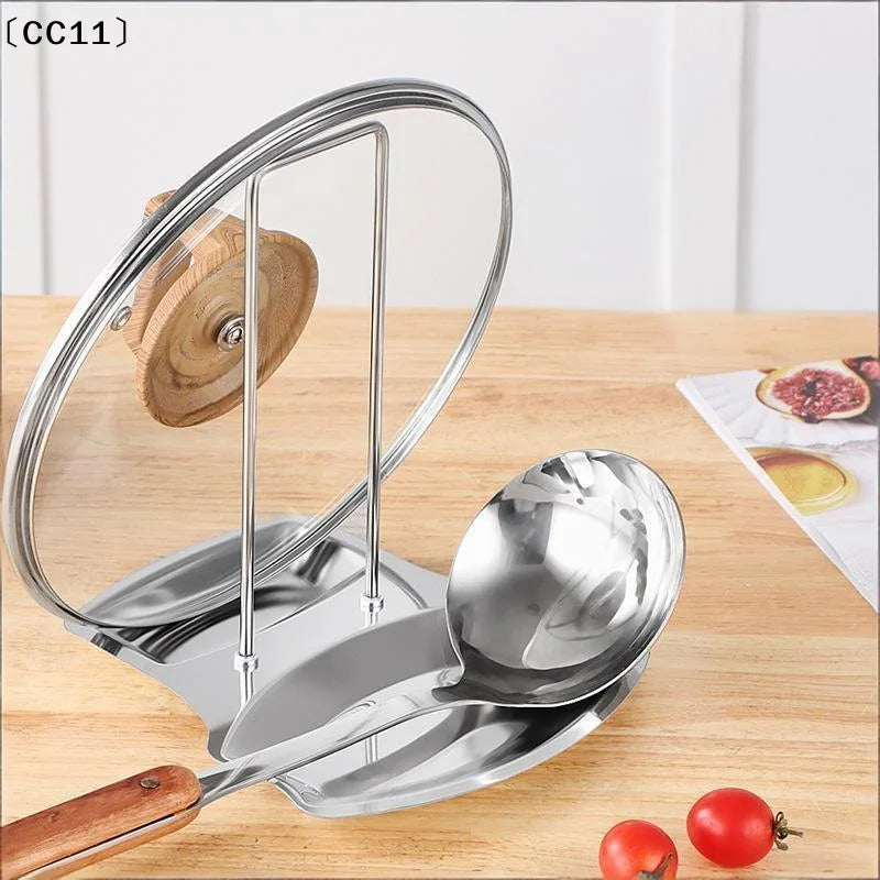 Stainless Steel Pot Lid Holder Kitchen Storage Rack Utensils Dish Qme