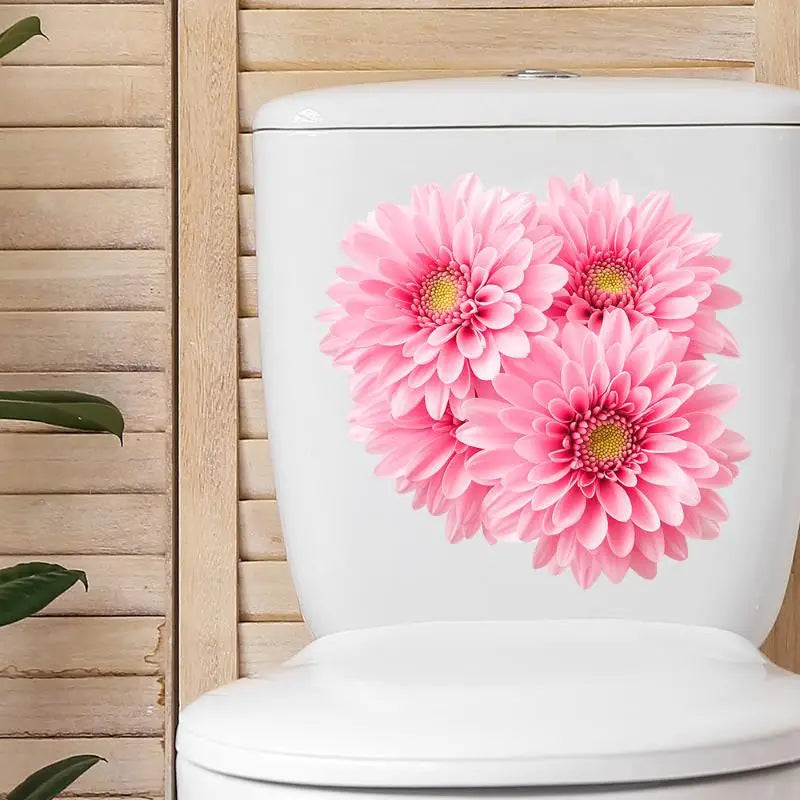 Bathroom Luminous Toilet Sticker Night Light Pink Chrysanthemum Toilet Seat Cover Sticker Self-Adhesive Beautify Home Decor Qme