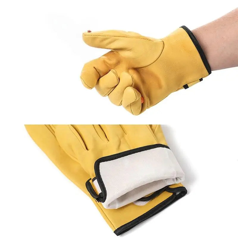 1 Pair Sheepskin Leather Gloves Heavy Duty Protective Work Welding Qme A2