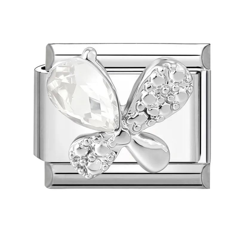 Shiny Zircon Heart Bow Butterfly Bouquet Star Italian Charm Links Fit