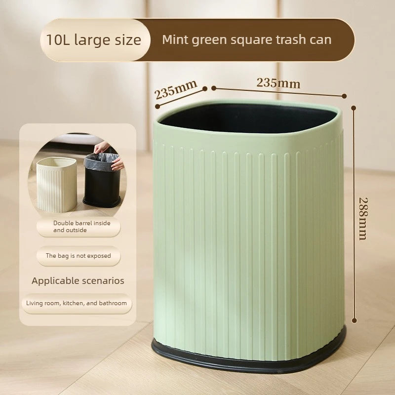 Trash Can 2 Compartments Large Capacity Modern Design Open Top Waste Bin for Living Room Kitchen Bedroom Office High Capacity Qme