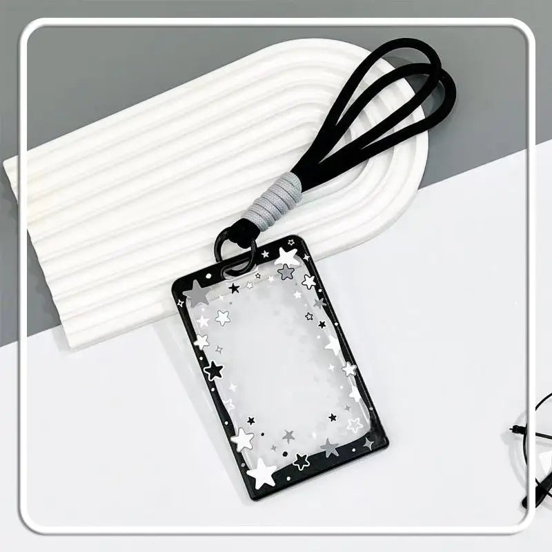 Star Sliding Cover Card Holder Transparent Portable ID Protector Kpop Qme A7