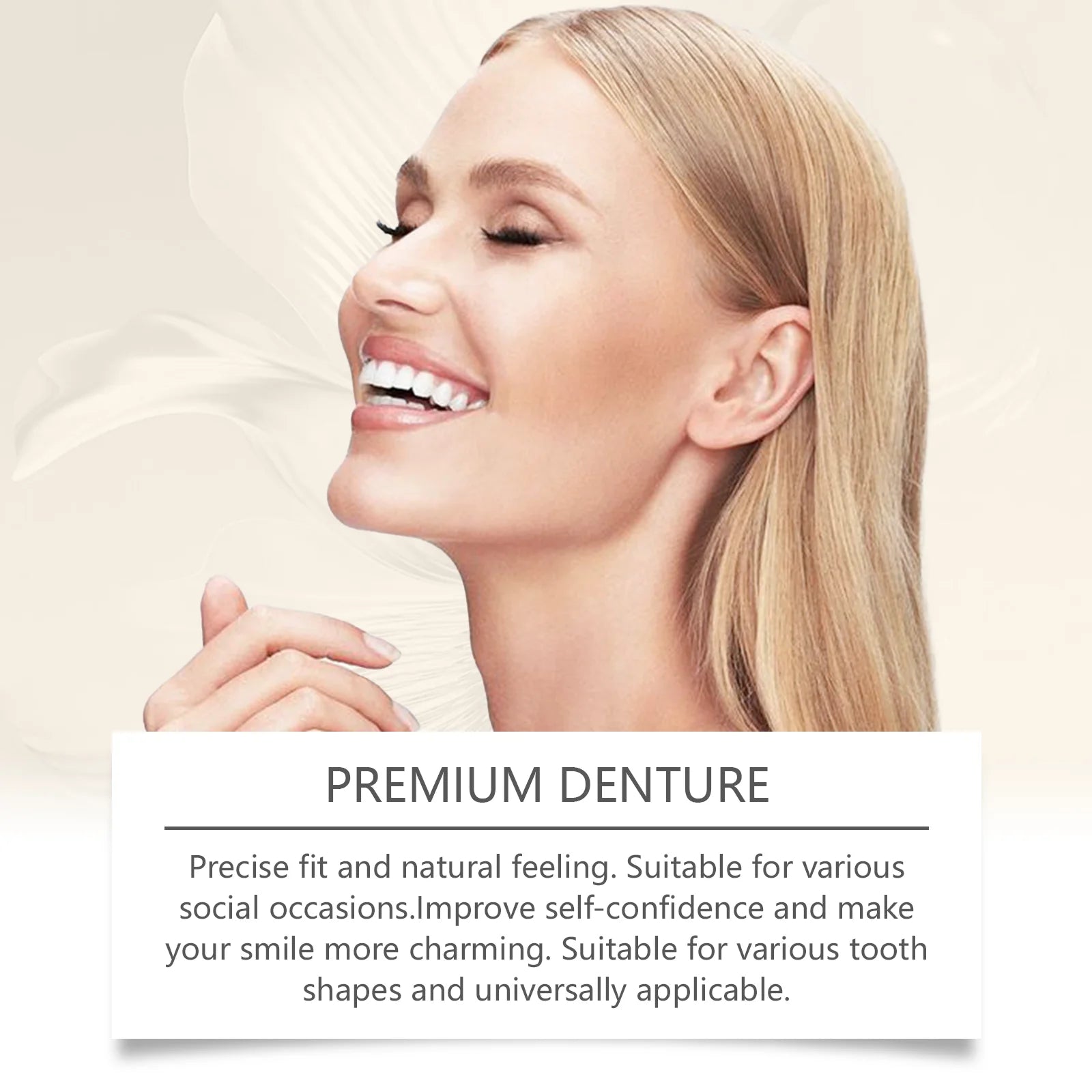 Premium Dentures Full Set Natural Improve Dental Caries Narrowing Tooth Gap Upper and Lower Silicone Teeth Denture Repair Kit Qme