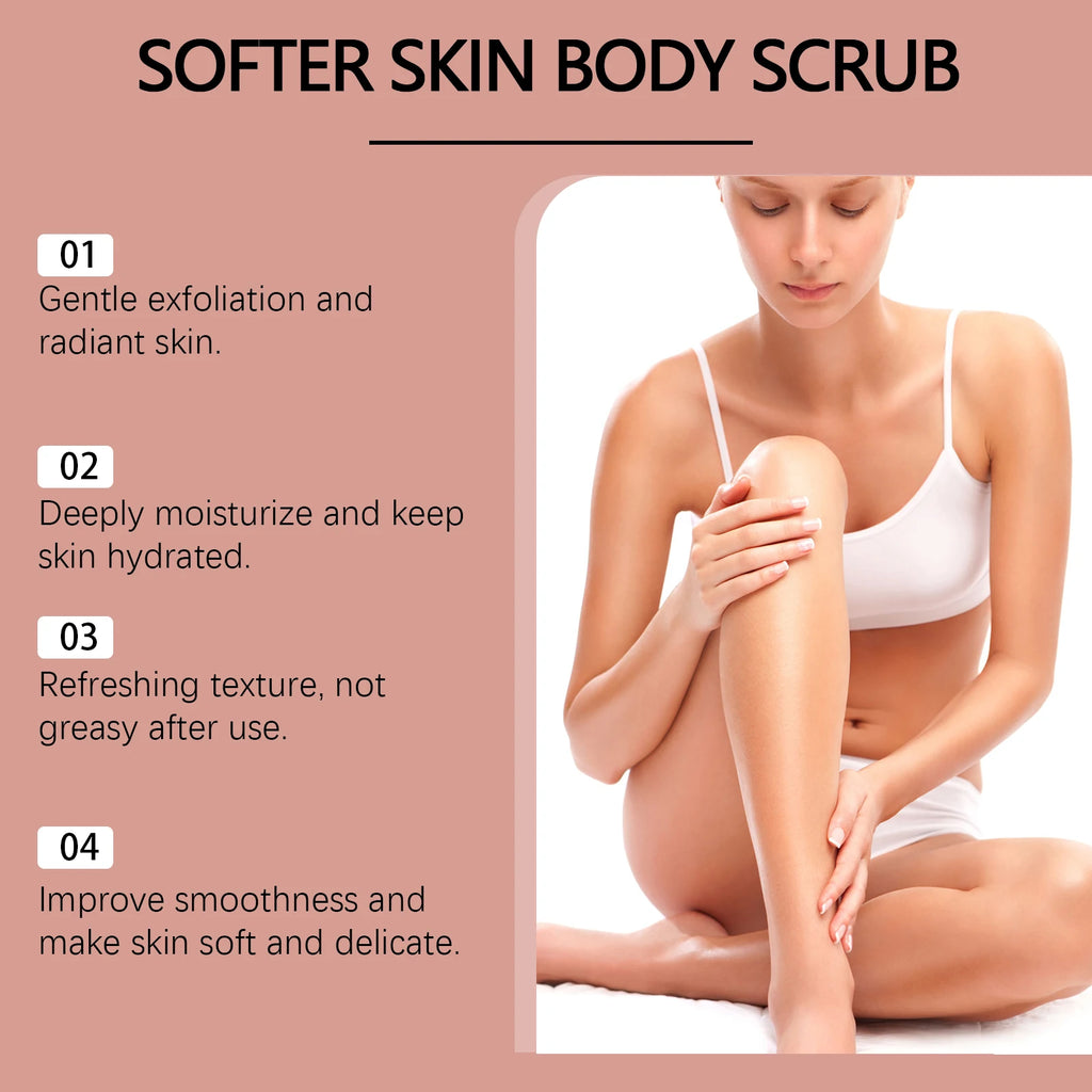Honey Peach Softer Skin Body Scrub Gentle Exfoliating Cleanser Brightening Deep Cleaning Moisturizing Shiny Smooth Body Scrub Qme