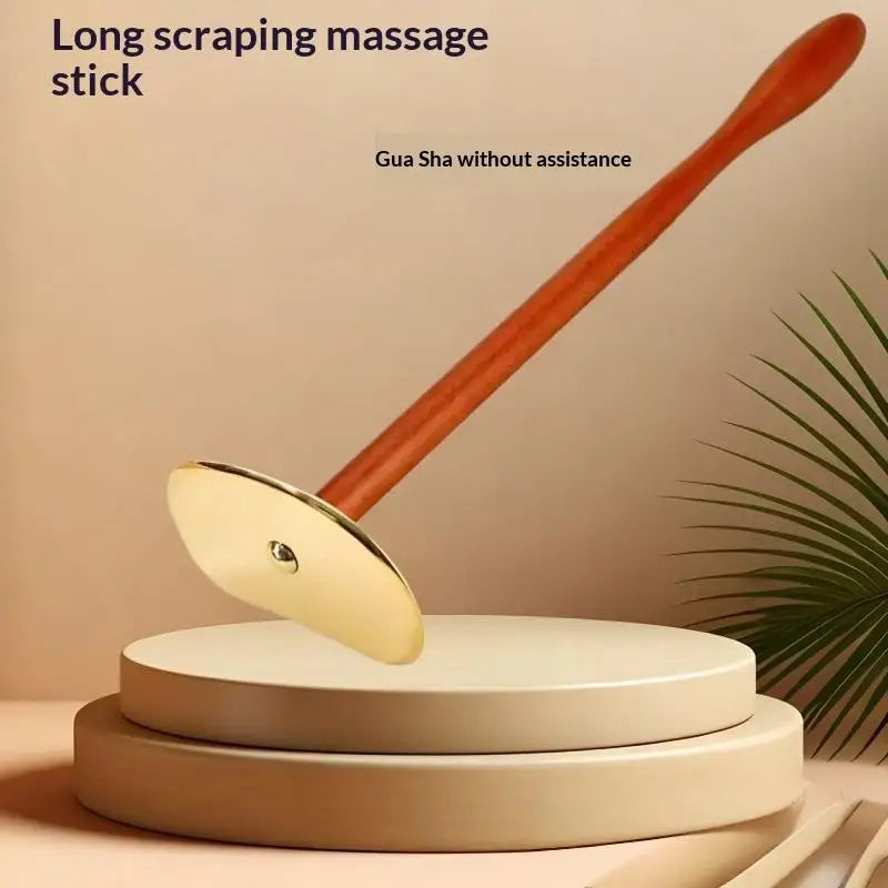 Wood Brass Gua Sha Tool Natural Massage Face Body Lymphatic Drainage Qme