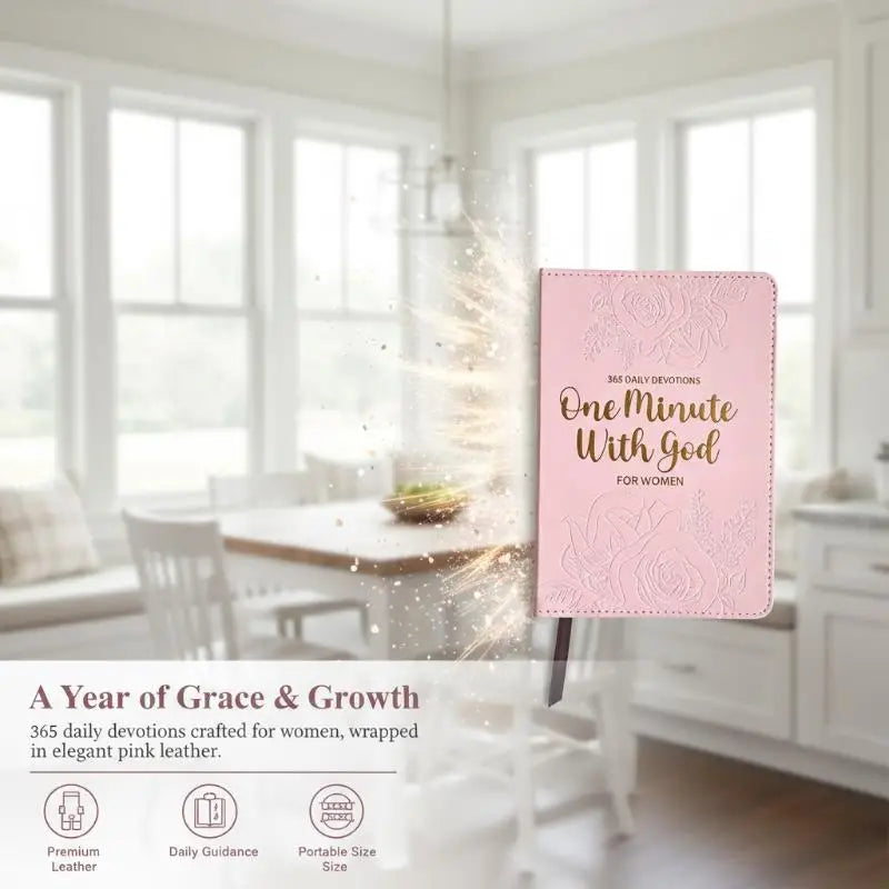365 Days Daily Prayer Leather Brown Pink Notebook Portable Devotional Qme