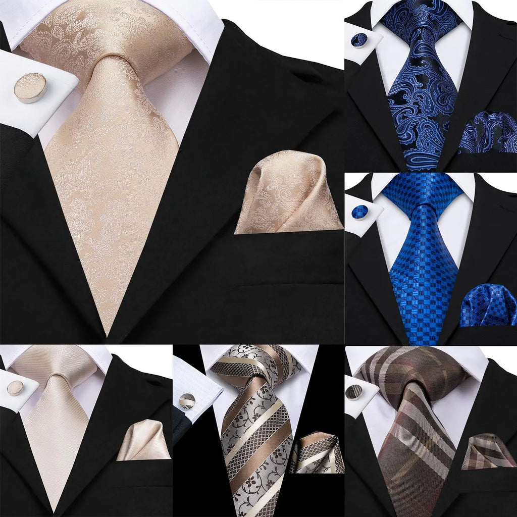 Hi-tie Men's Ties Floral Paisley Handkerchief Cufflinks Tuxedo Qme