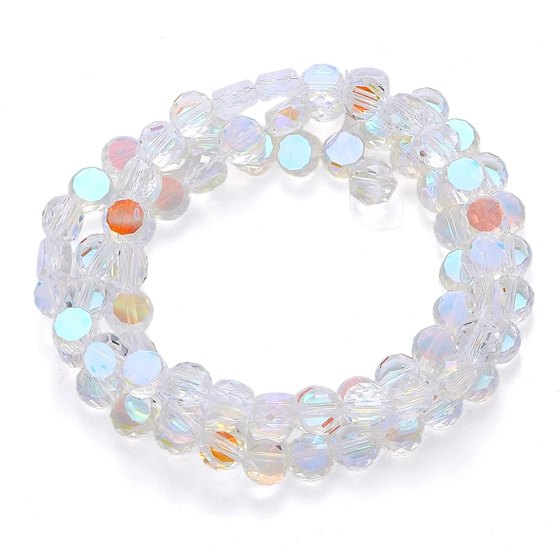 Flat Round Glass Beads Transparent Faceted Glass Spacers Colorful Coin Beads Crystal Loose Beads for Jewelry Making DIY Bracelet Qme Color 2 8mm-80pcs
