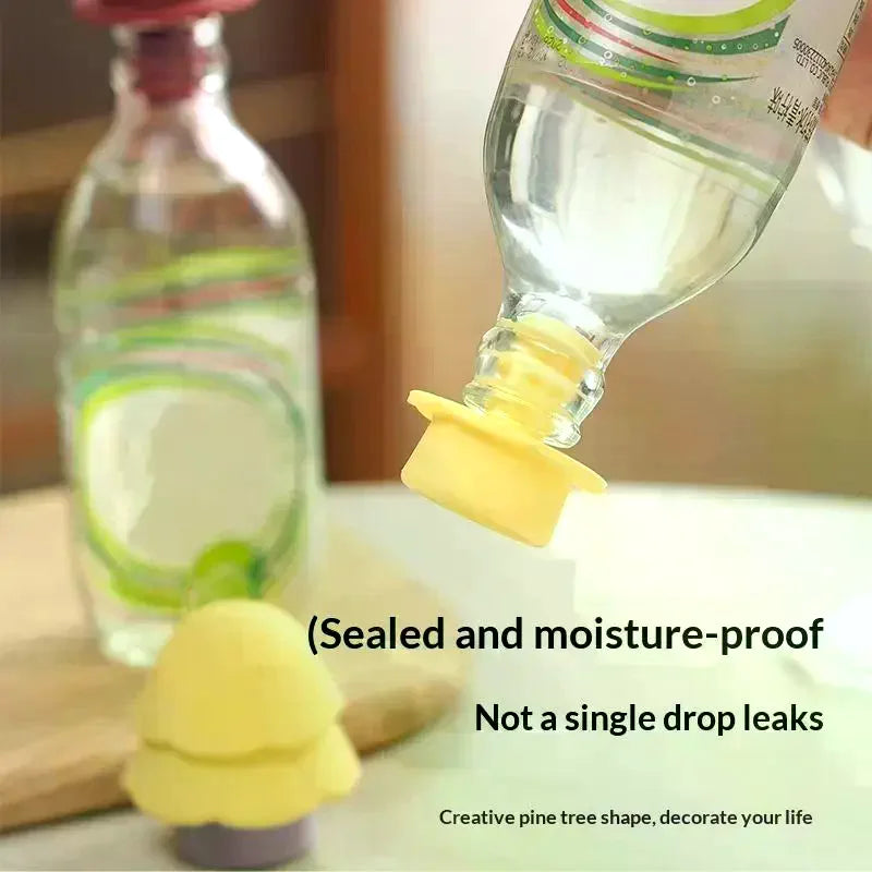 3 In 1 Pine Tree Shape Bottle Silicone Opener Household Beverage Bottle Can Opener Plastic Bottle Size Caliber Universal Stopper Qme