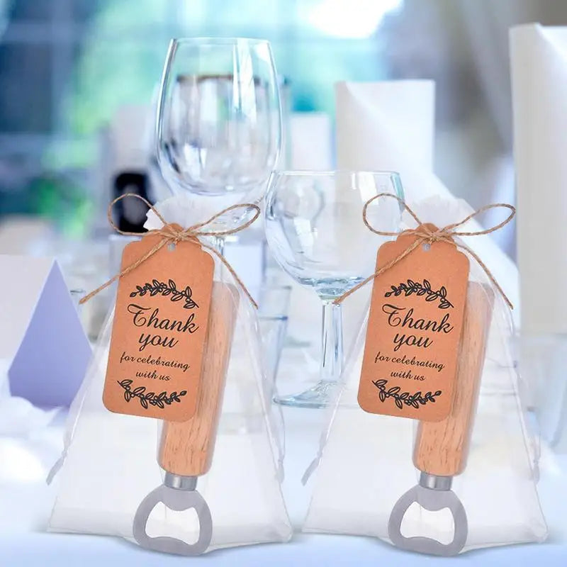 Stainless Steel Beer Bottle Opener With Wooden Handle Wedding Gifts For Guests Kitchen Bar Tools Promotion Gift With 24 Pcs Qme