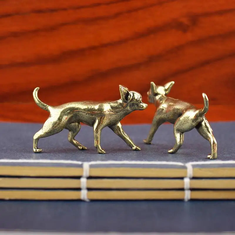 Animal Brass Ornaments Hairless Dog Puppy Entrance Coffee Table Qme