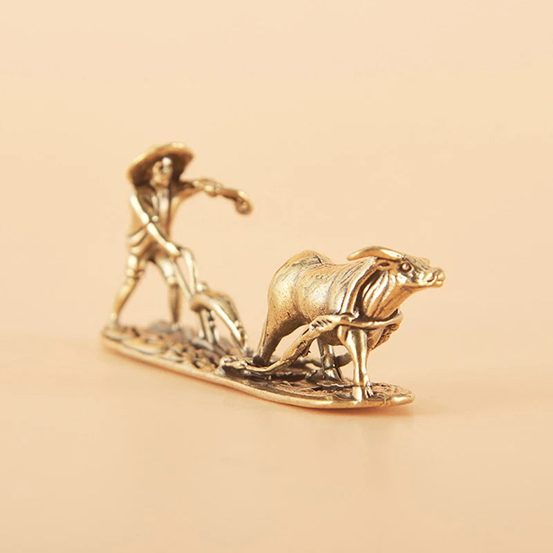 Vintage Home Ornament Collection Tea Pet Brass Carving Handholds Qme