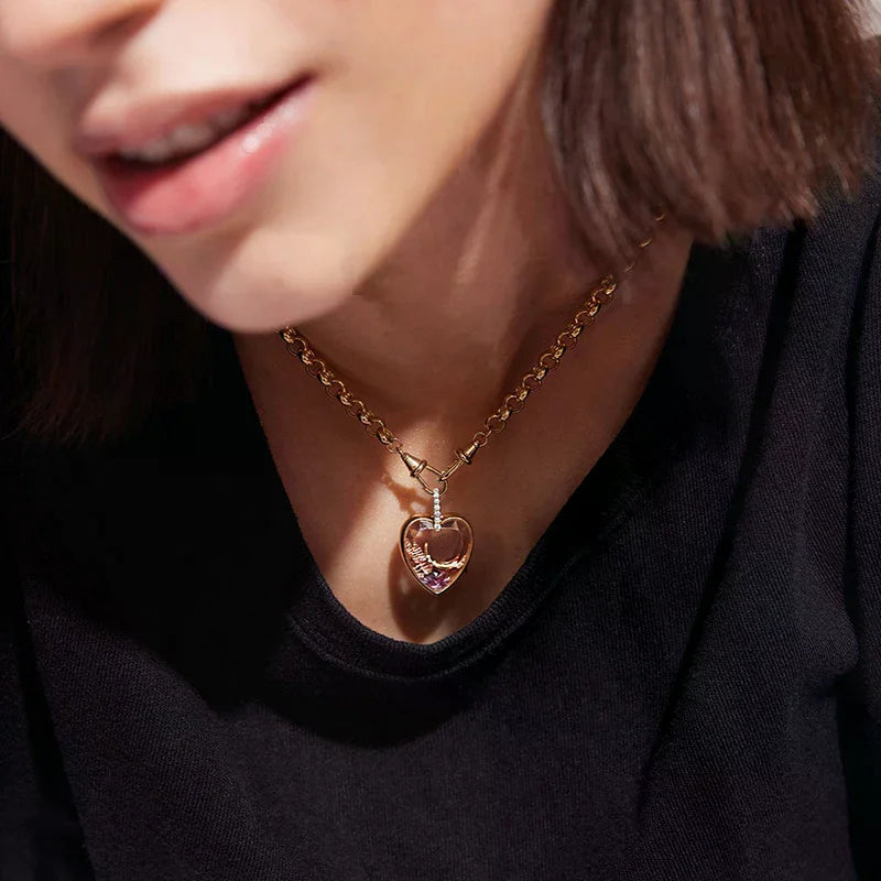 Retro Personality Picture Box Pendant With Openable DIY Pendant Hollow Design Transparent Box Gold-plated Color Preservation Qme