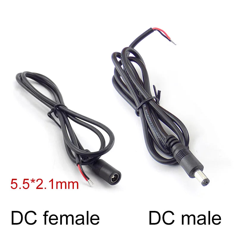 5PCS 5.5*2.5 DC Female Connector Cable Tinned End Single Head Power Cord 18AWG 20AWG Qme