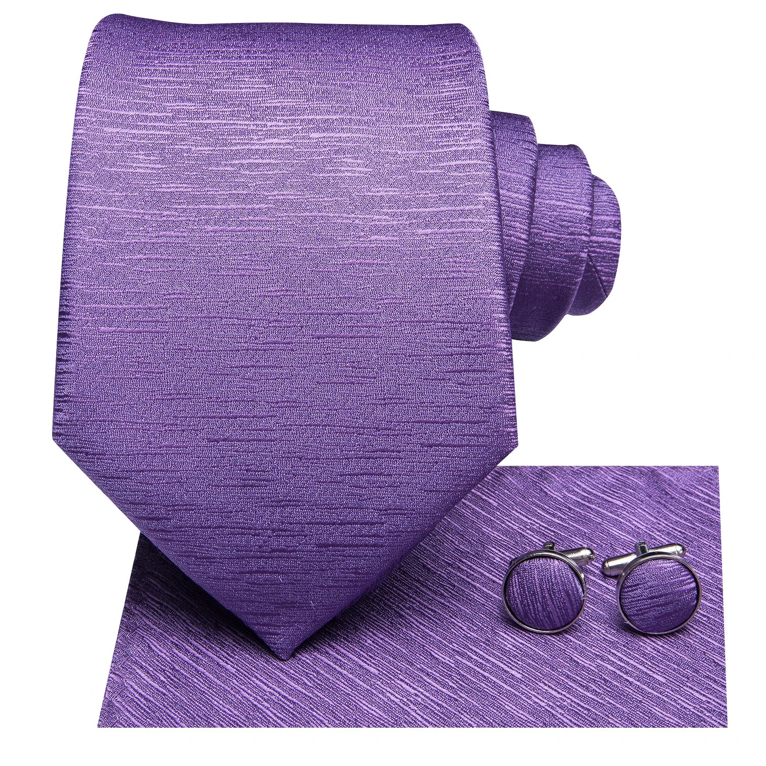 Hi-tie Light Purple Solid Silk Wedding Tie Men Hanky Cufflink Necktie Qme