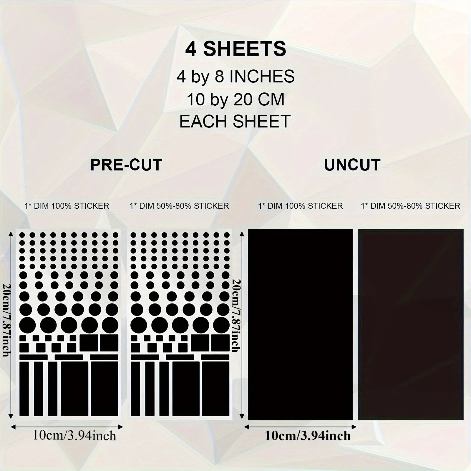 Anti-glare stickers, light source shielding stickers, dimming stickers Qme