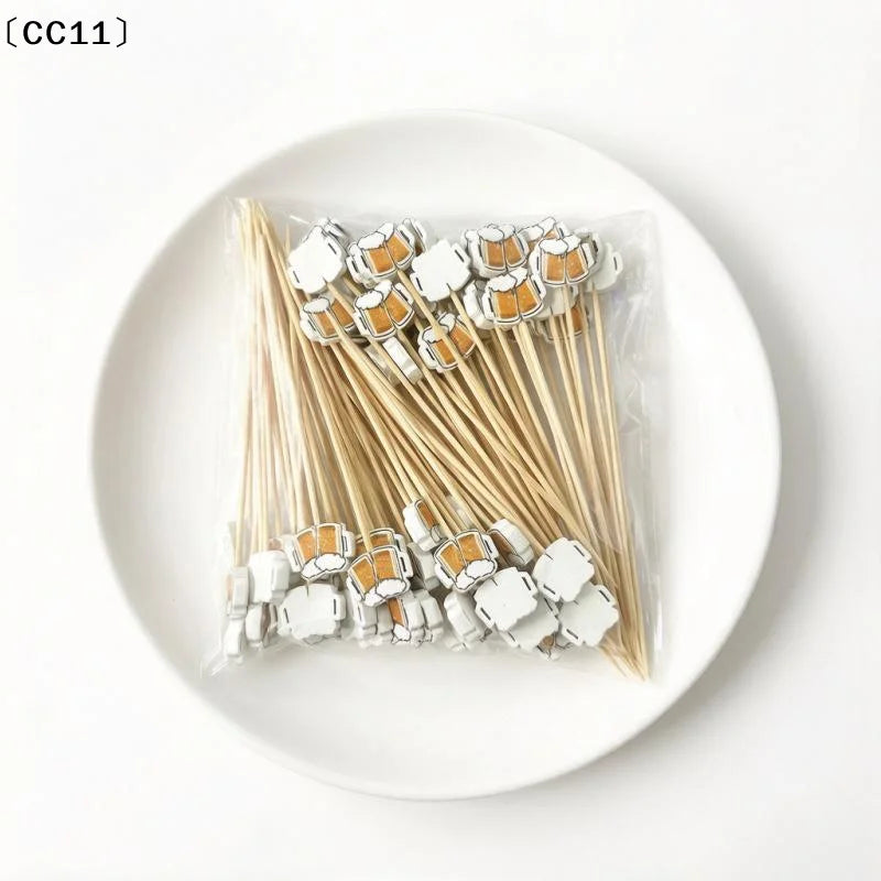 Soccer Bamboo Food Fruit Picks Disposable Eco-friendly Skewers Cute Qme
