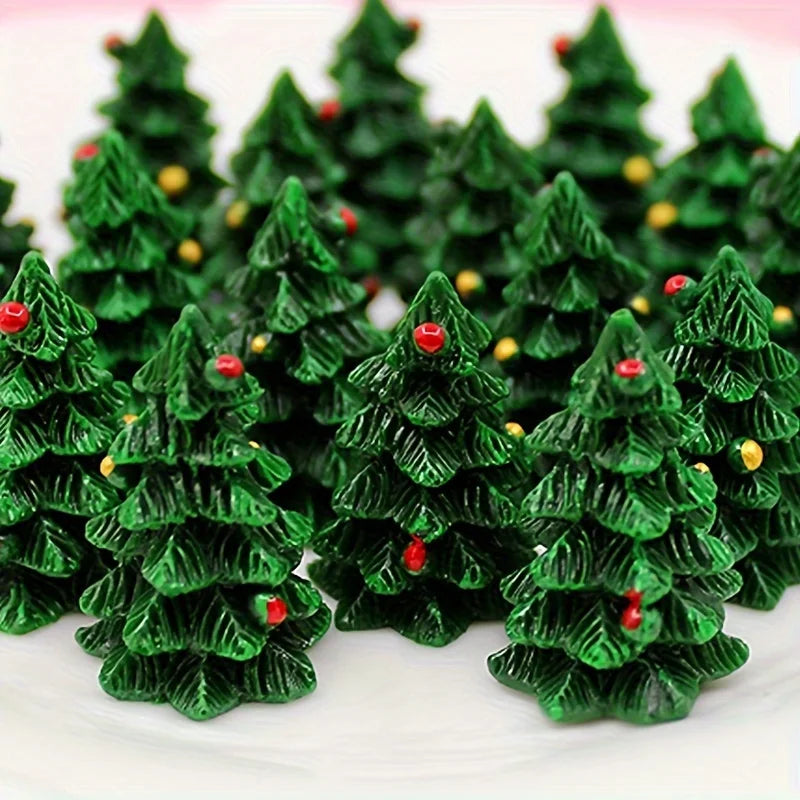 10 pieces of home decoration, holiday resin accessories, 3D Christmas tree DIY decoration Qme