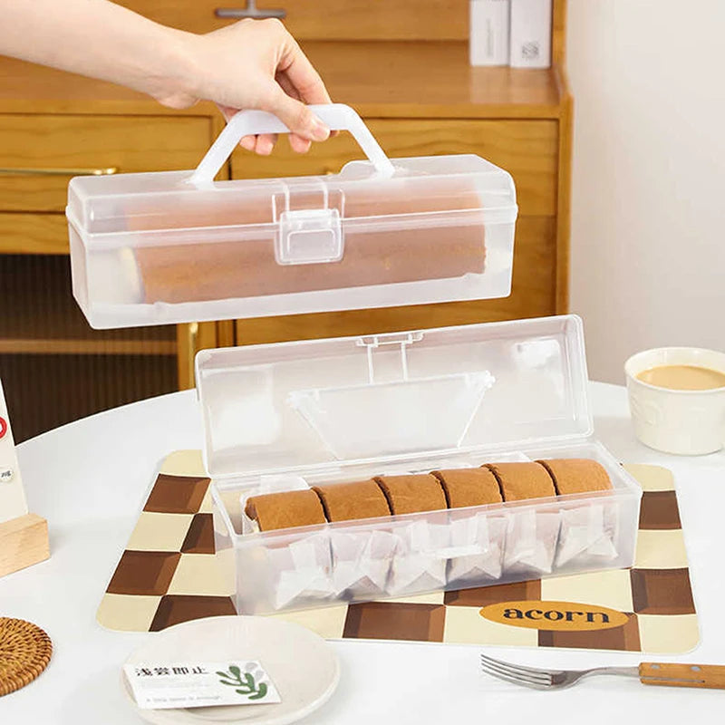 Bread Box Handle Reusable Plastic Container Toast Holder Pastry Qme