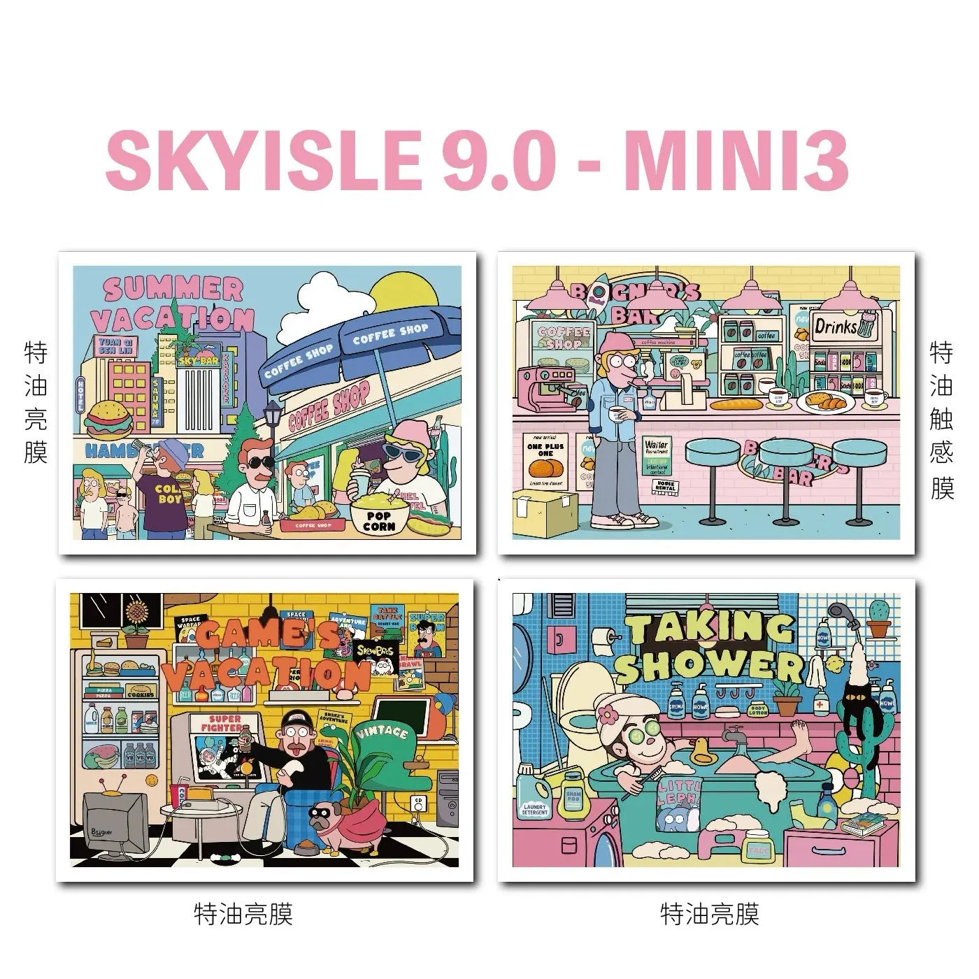 Cartoon American Comics Miniature Scene 3D Landscape Stickers DIY Scene Stacking Paste Handmade Creative Children's Cute Gifts Qme C
