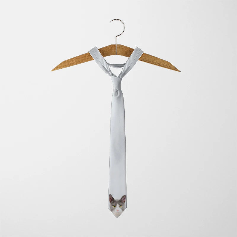 Fashion Cat Face Print Tie Casual Funny Novelty Men's Unique Qme
