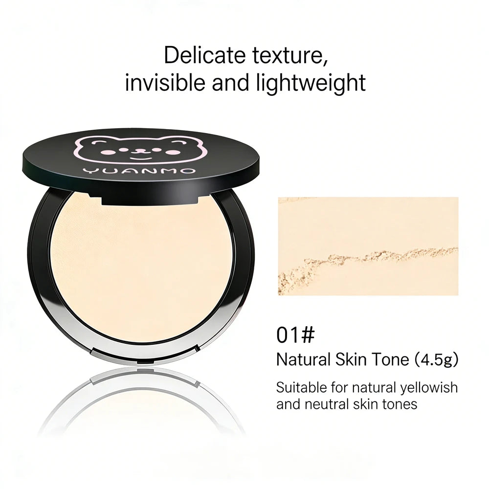 Transparent White Pressed Powder Oil Control Brighten Matte Whitening Face Base Foundation Compact Concealer Makeup Cosmetics Qme 01 Natural skin 4.5g