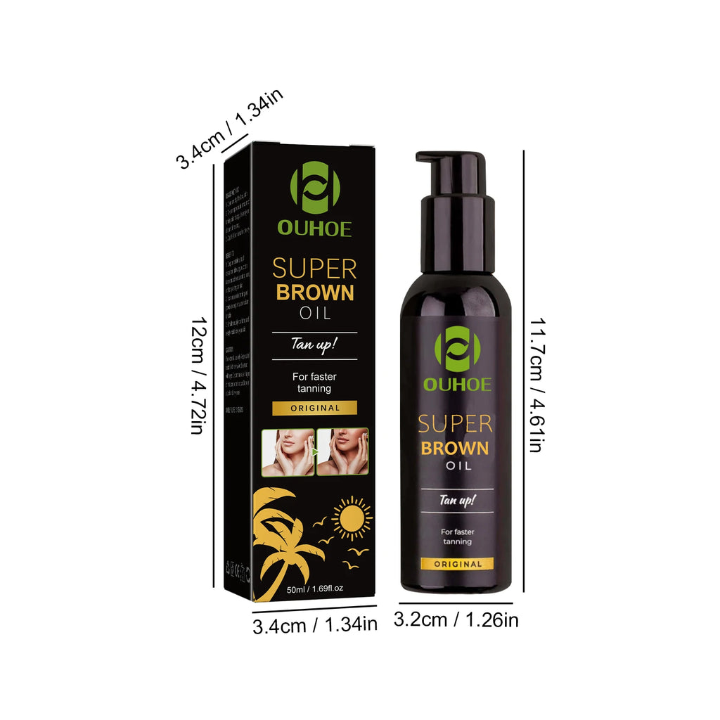 Brown Tanning Oil Sunless Self Tanning Body Bronzer Nourishing Summer Beach Solarium Powerful Natural Tanning Boosting Oil Qme