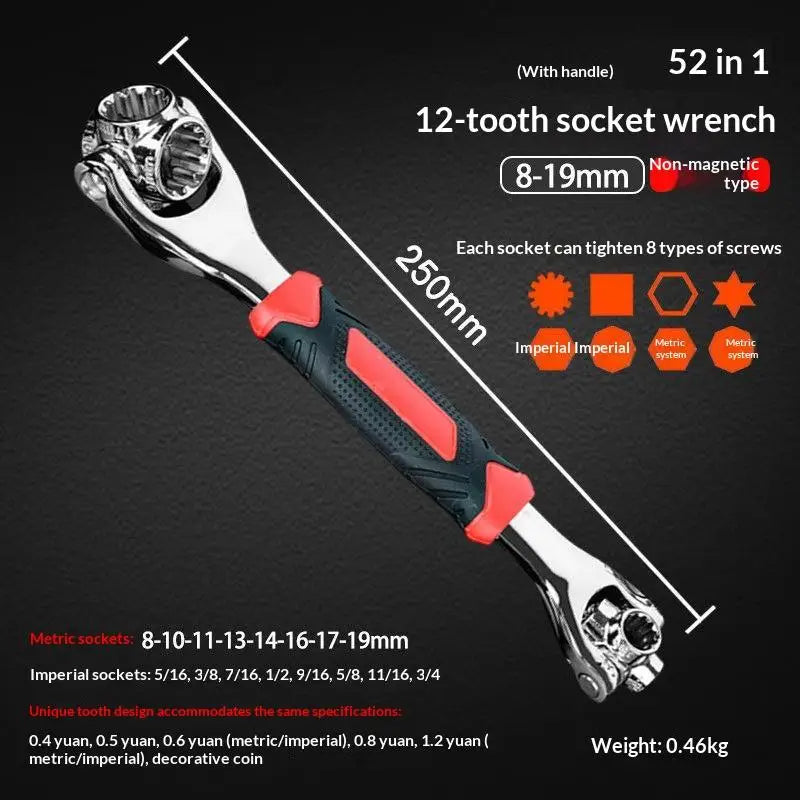360 Degree Rotation 52 1 Hand Spline Bolts Sleeve Works Multi-tool Qme A