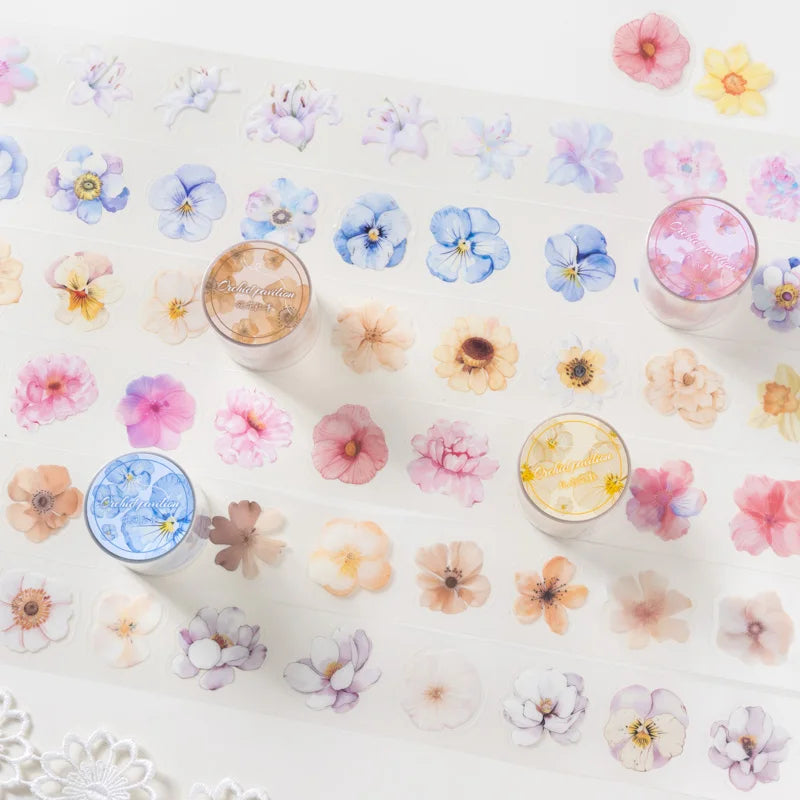 50mm*2m Flowers Plants PET Tapes Junk Journal Adhesiva Scrapbooking Sticker Planner Diary Collage Decoration Stationery Tape Qme