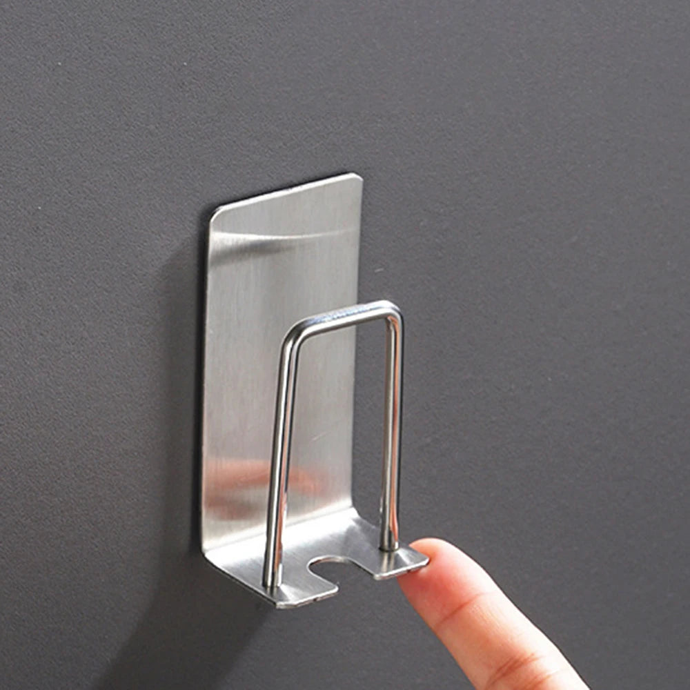 Stainless Steel Toothbrush Holder Wall Mounted Adhesive Toothbrush Cup Holder Space Saving Home Organizer Qme Silver 5PCS