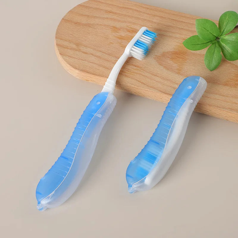 Hygiene Oral Portable Disposable Foldable Travel Camping Toothbrush Hiking Tooth Brush Tooth Cleaning Tools Qme 1pcs -light blue