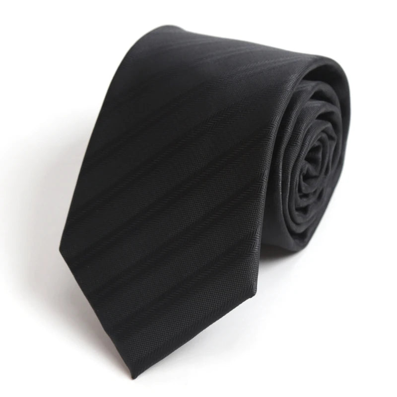Mens Black Fashion Necktie Jacquard Woven Stripes Dot Ties Man Gifts Qme