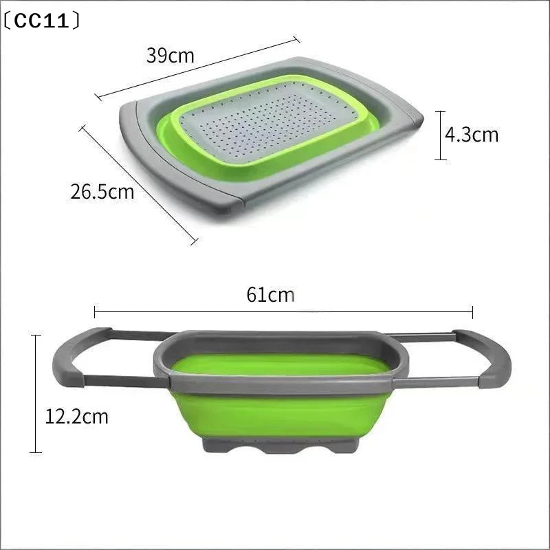 Fruit Vegetable Washing Basket Foldable Strainer Silicone Colander Qme