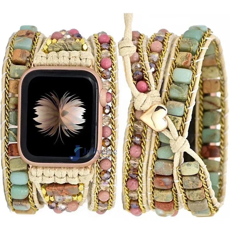 Bohemia Strap for Apple Watch Ultra Band 49mm 44mm 45mm 41mm 42mm 38 Handmade Natural Beads Bracelet Iwatch Series 8 7 6 Se 5 3 Qme