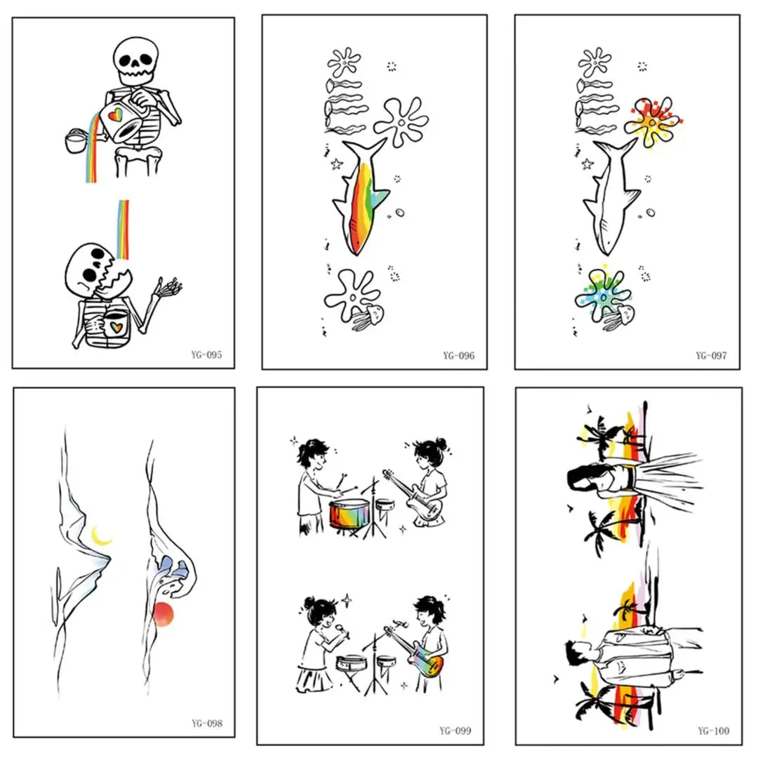 4/6 A Sheets Luminous Temporary Tattoos Bulk Rainbow LGBT Pride Face Body Stickers for Women Men Glow in The Dark Party Supplies Qme 6pcs YG-095YG100