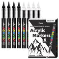8pcs Black and White Acrylic Paint Markers Set, Large Ink Capacity, Acrylic Markers for Illustration Sketching, Wood, Glass Qme 4black4white