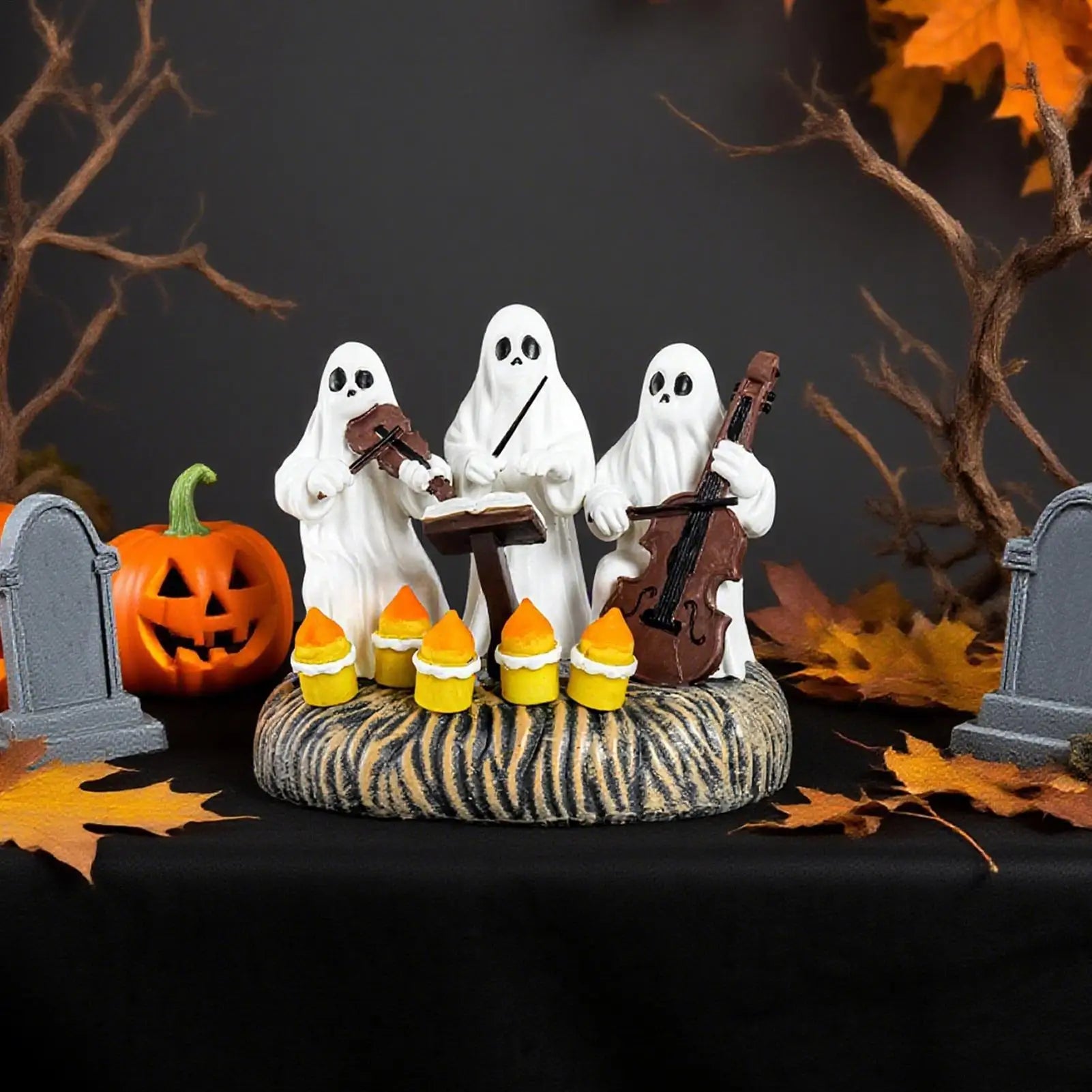 Halloween Ghost Statue Figurines Decor Festive Seasonal Spooky Desk Qme