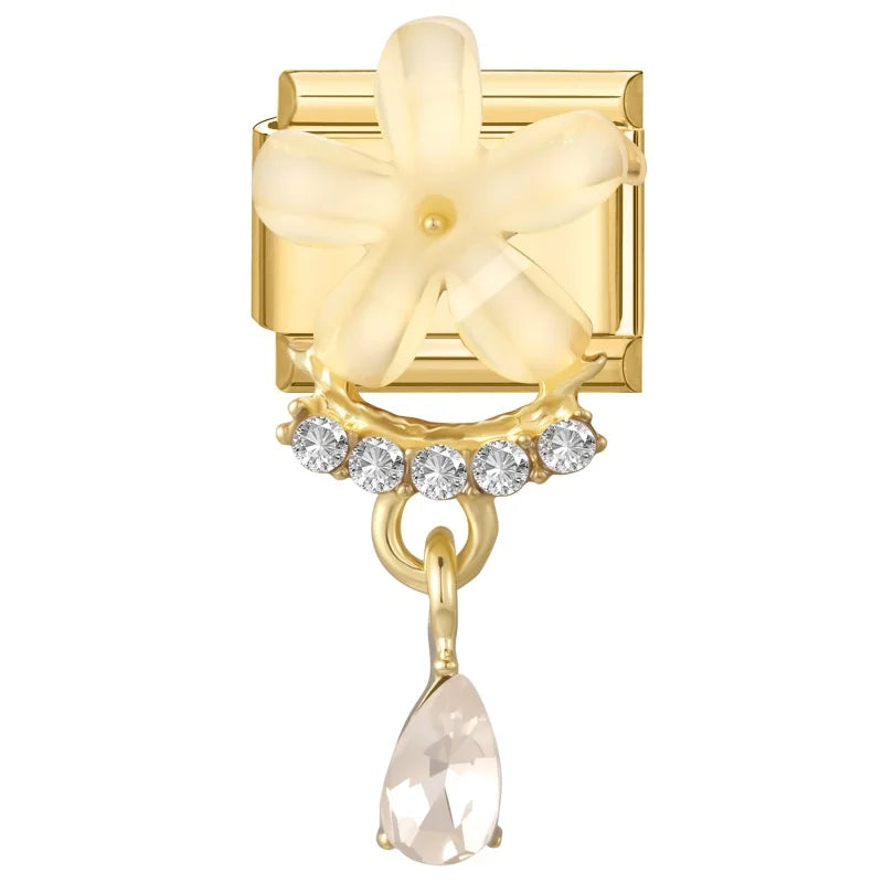 Fashion Pearls Tassel Chain Heart Butterfly Golden Pendant Italian Charm Links Fit 9MM Stainless Steel Bracelet Women DIY Making Qme Style 4