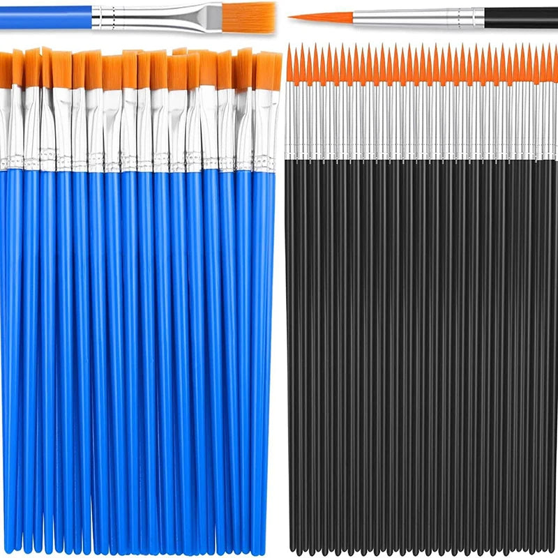 Painting Brushes Art Round Flat Hair Nylon Paint Brush Oil Acrylic Qme