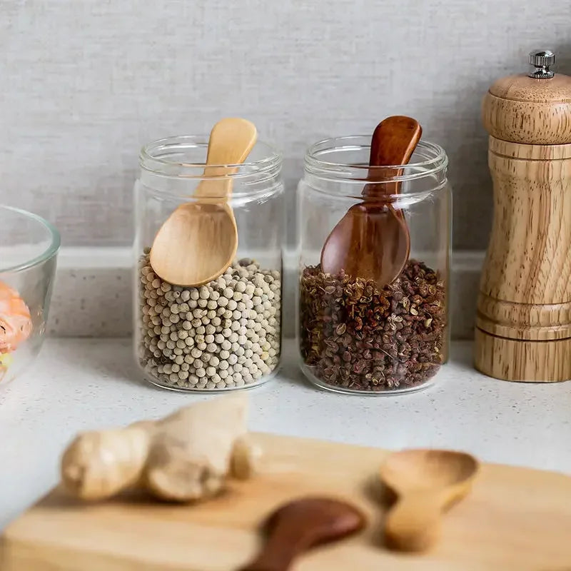 Mini Wooden Spoons Small Kitchen Spice Condiment Spoon Sugar Tea Coffee Scoop Short Handle Wood Kids Spoon Kitchen Gadgets Qme