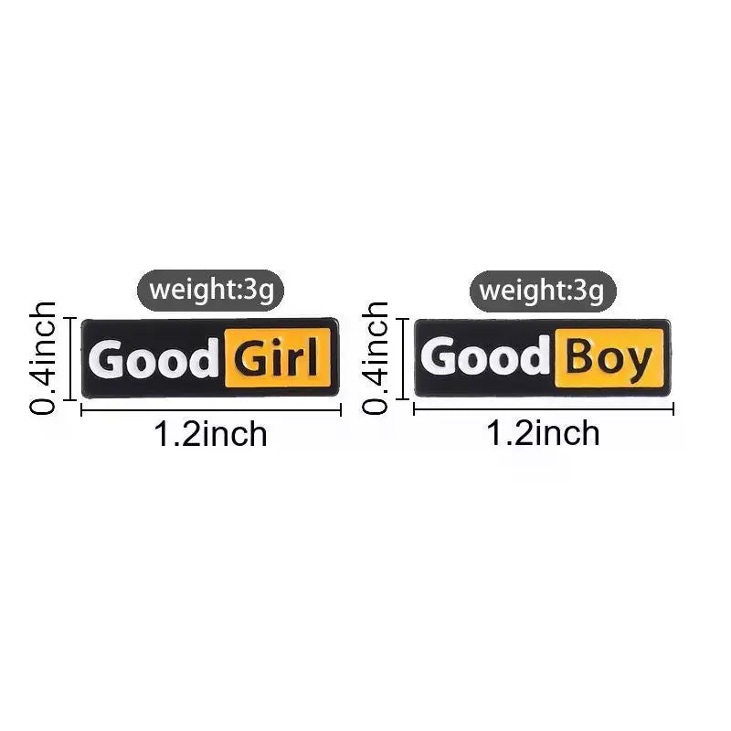 Good Boy & Girl Identity Enamel Pin Fun Unisex Fashion Accessory Daily Wear Jewelry Gift For Friend Stylish Clothing Decoration Qme