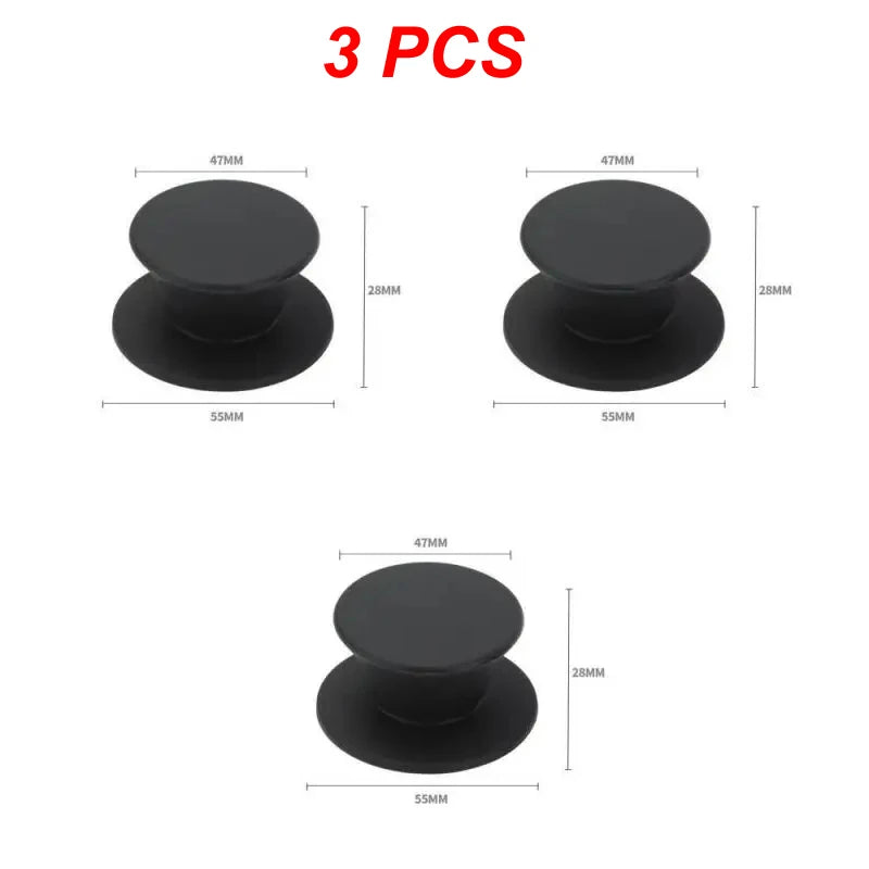 1/2/3PCS Silicone Universal Pot Lid Knob Pot Handle Replacement Kitchen Cookware Cover Knobs for Pan Lid Kitchen Accessories Qme 3PCS Black