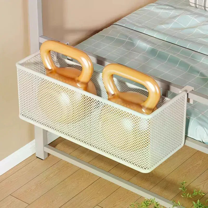 Bedside Hanging Storage Basket Space Saving Multifunctional Metal Bedside Shelf For Hotel Office Dorm Bed & Bunk Bed Bedroom Qme
