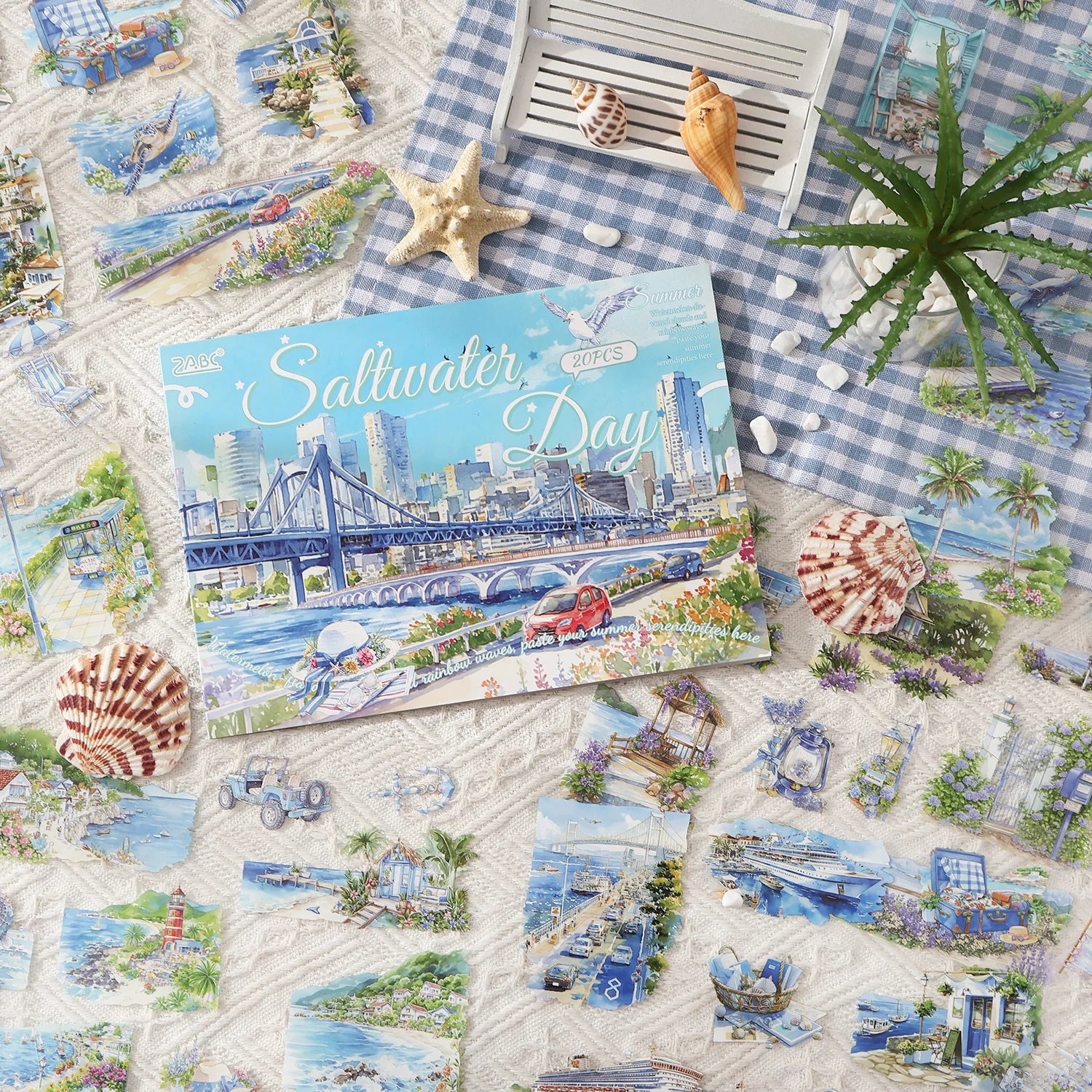 20 Sheets Four Seasons Travel Landscape Theme Large PET Stickers for Scrapbooking DIY Frame Collage Decoration Laptop Skateboard Qme