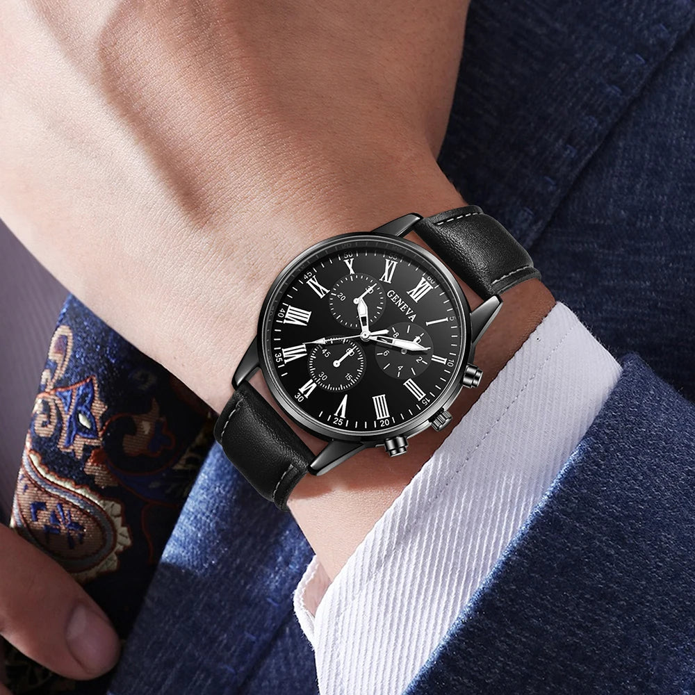 Men's Watch Fashion Business Digital Scale Dial Quartz Bracelet Qme